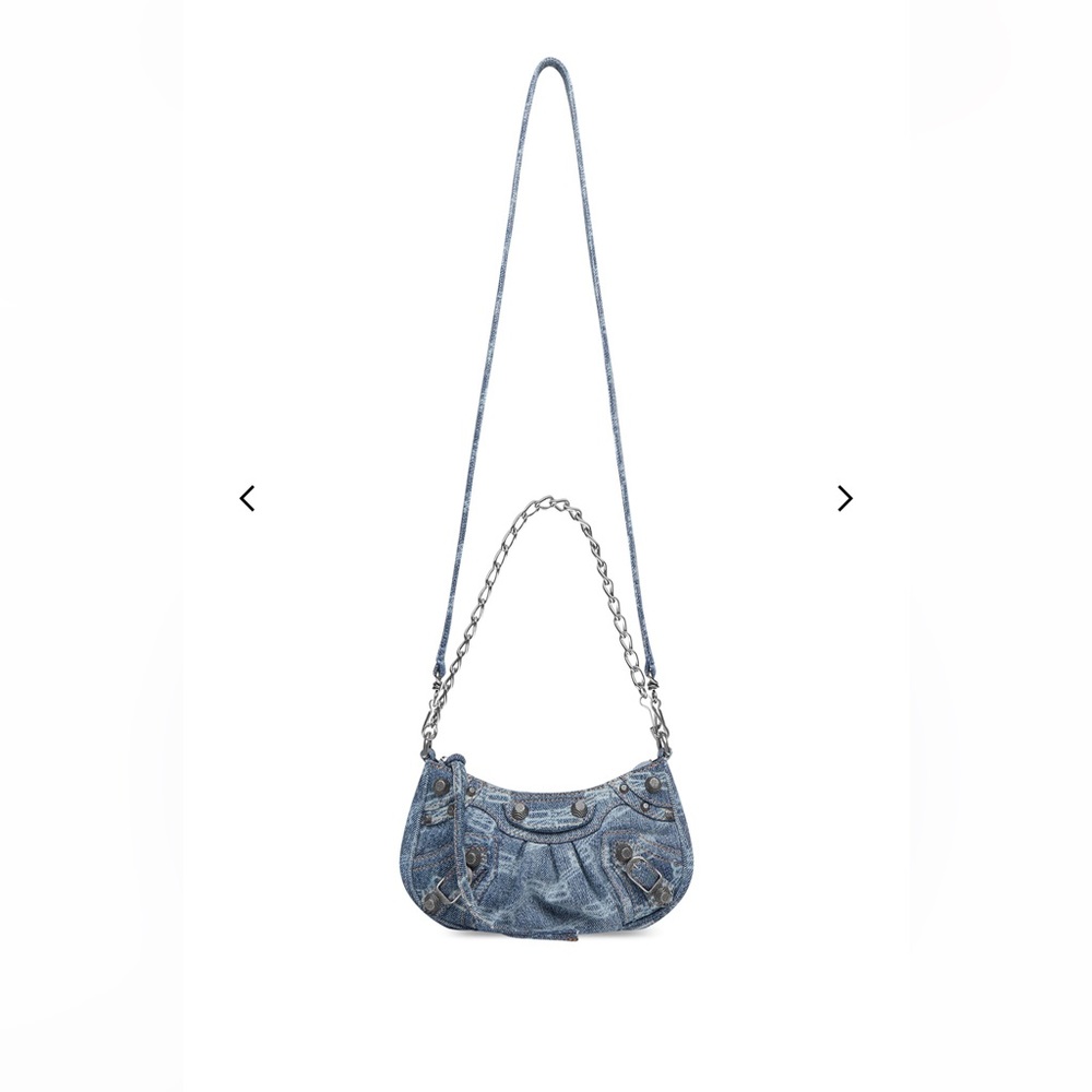 WOMEN'S LE CAGOLE MINI BAG WITH CHAIN BB MONOGRAM BLEACHED DENIM IN BLUE
